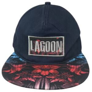 Jacobson Hat 5 Panel Blue Red Snapback One Size Graphic Brim Lagoon Patch